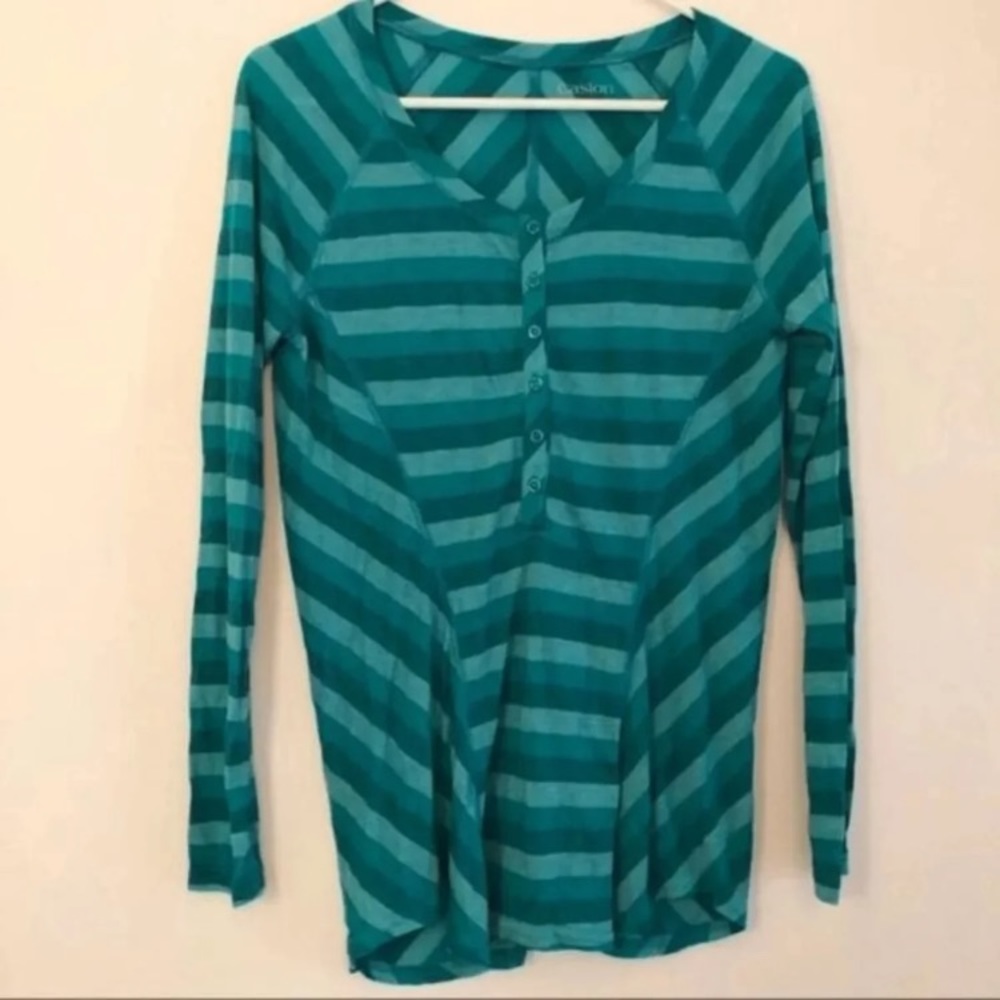 Caslon Green Striped Long Sleeve Top Size M - Never Worn